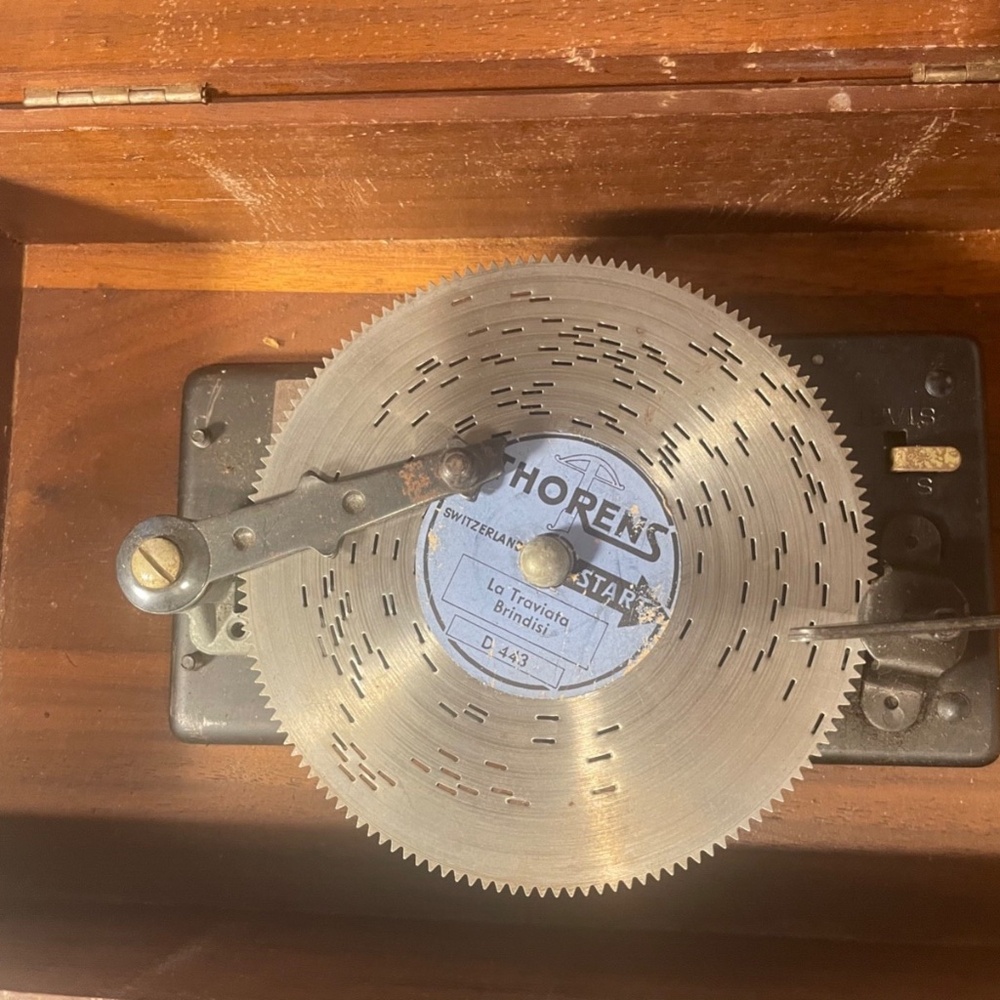 VTG Thorens Metal Disc Wind Up Music Box With 11 Discs 205442761028